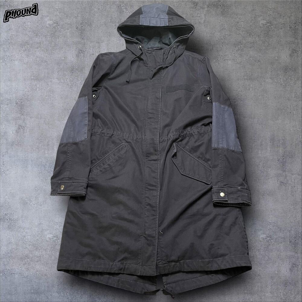 GAP Parka Coat Womens Small Blue Hooded Quilted Lined Fishtail Utility Jacket